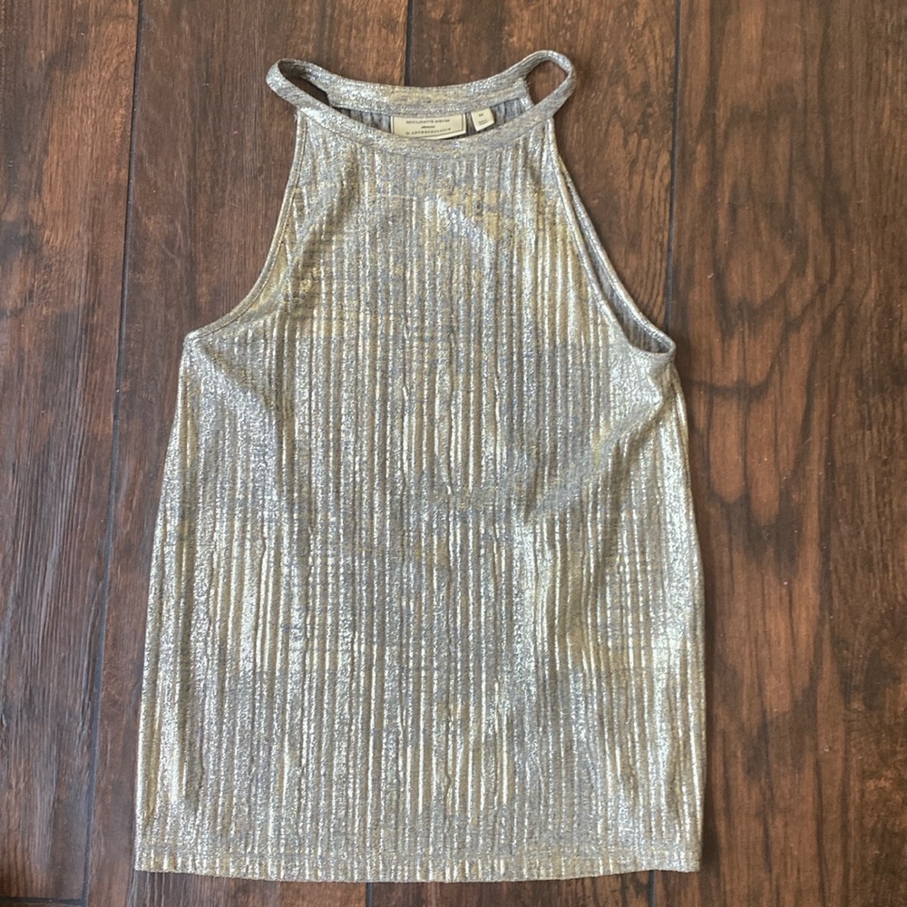 Moulinette Soeurs gold top halter tank top XS Anthropologie sleeveless holiday